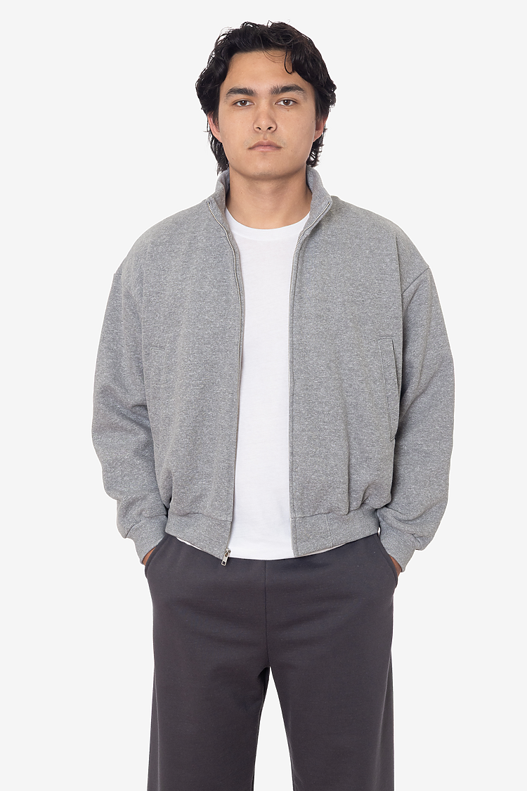 Track Fleece Zip Up Jacket Heather Grey